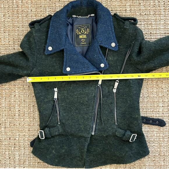 Rare Diesel Black Gold Peplum Moto Jacket – Wool Alpaca Blend, XS - Picture 4 of 9